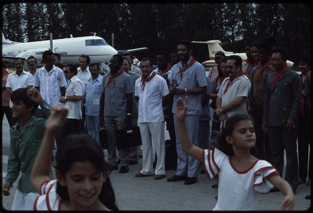 Maurice Bishop visiting Moncado, Cuba