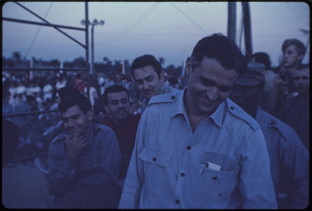 A group of men at a political rally