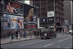 Street scene with movie billboards