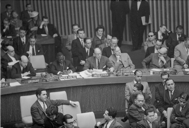 United States ambassador, Adlai Stevenson II, Upper Volta delegate, United Kingdom delegate at United Nations Security Council meeting