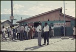 A line of people waiting to vote in Ecole Lesamaritan Section Primaire during the 1990 Haitian general election