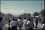 A crowd of demonstrators on the street during the 1990 Haitian general election