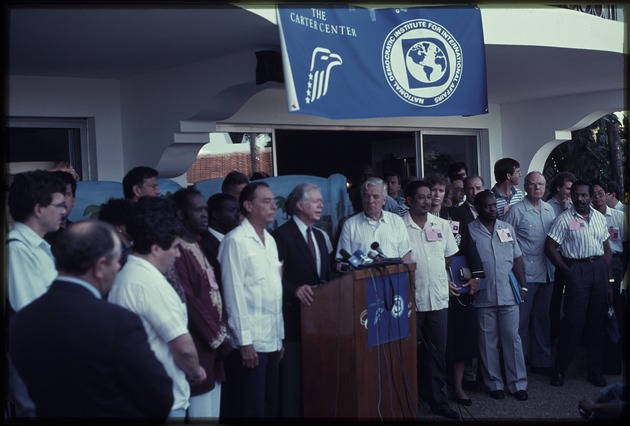 Jimmy Carter, former President of the United States and George Price, Prime Minister of Belize, The Carter Center in Haiti