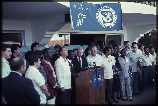 Jimmy Carter, former President of the United States and George Price, Prime Minister of Belize, The Carter Center in Haiti