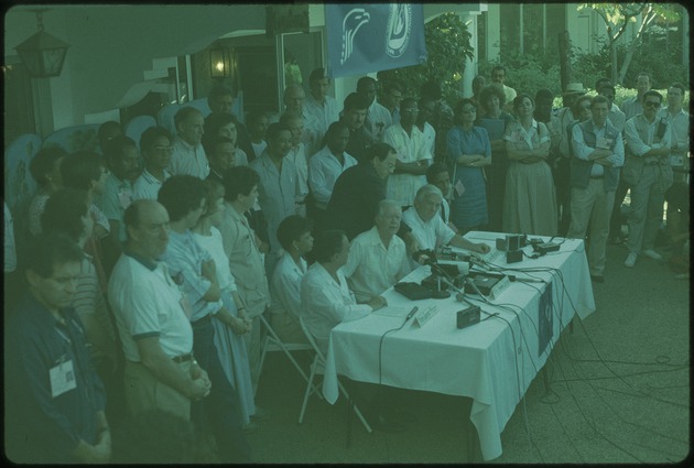 Jimmy Carter, former United States President, Press Conference, The Carter Center in Haiti