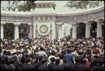 A crowd of people at the Monument Benemerito Benito Juarez