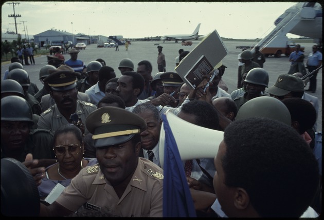 Haitian colonel Antoine Atouriste provides escort at airport