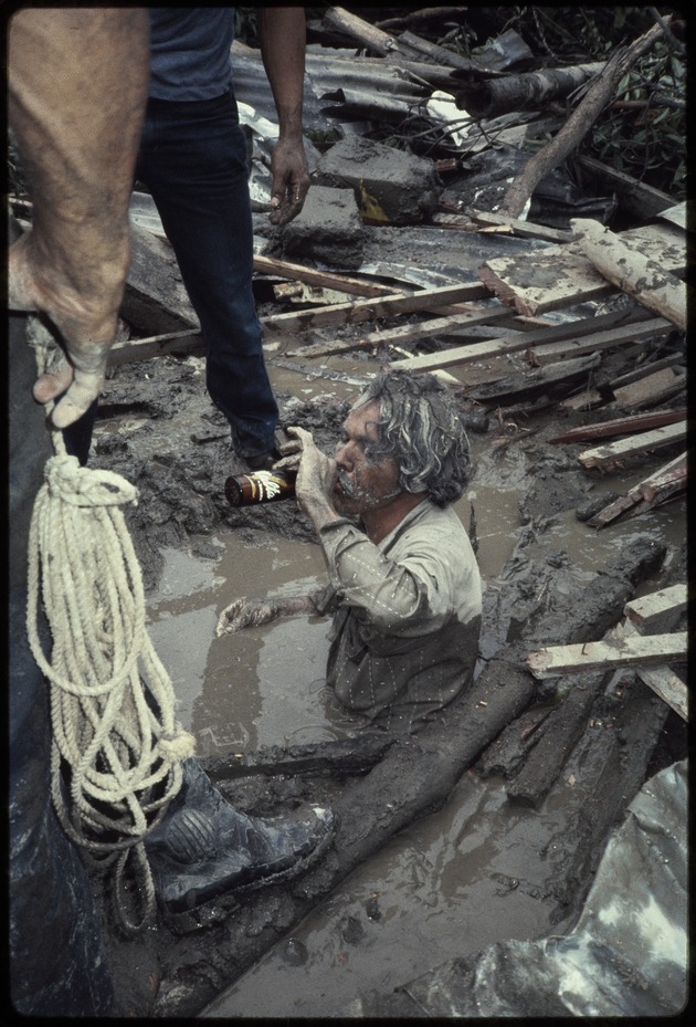 View of the devastation by mudslide after the eruption of Nevado del Ruiz volcano, Armero, Colombia