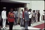 Edward Seaga as Prime Minister of Jamaica in front of George William Gordon House