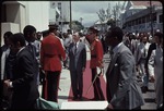 Edward Seaga as Prime Minister of Jamaica greeting the Jamaica Defense Force in front of George William Gordon House