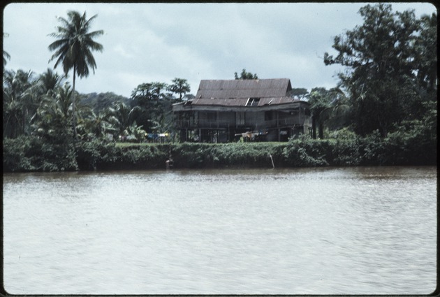 A raised wooden structure on the water