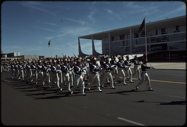 The Presidential Guard marching in front of the Presidential palace
