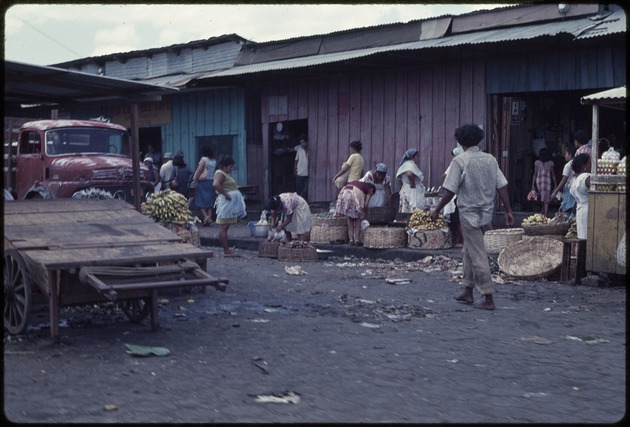 Scene in front of a market