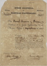 Documento de la matrícula en la Cátedra de Agricultura por Julián Peláez del Pozo