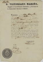 [1844-07-01] Certificado a Julián Peláez del Pozo por aprobar el tercer año de Leyes