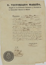 [1844-07-02] Certificado a Julián Peláez del Pozo por aprobar el cuarto año de jurisprudencia