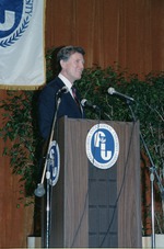US Senator Gary Hart on stage at Florida International University 2