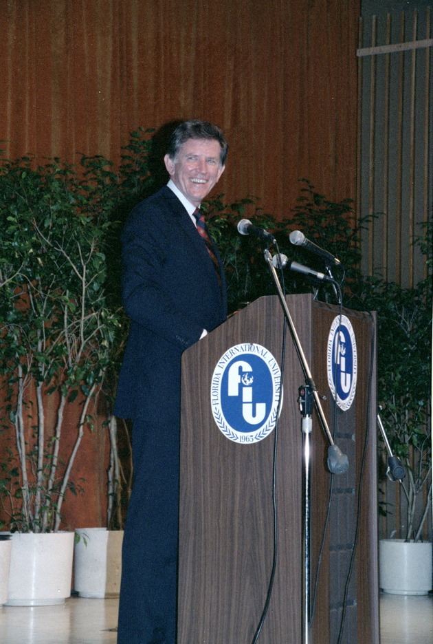 US Senator Gary Hart on stage at Florida International University 3