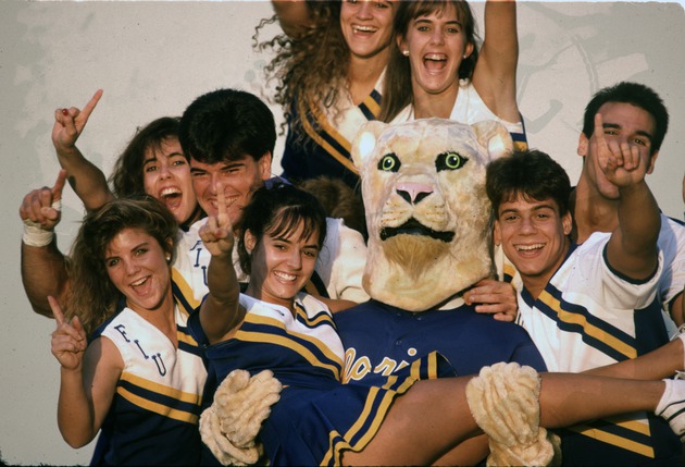 FIU Cheerleaders with Mascot