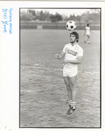 Florida International University Sunblazer's soccer player heading the ball