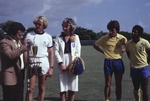 Florida International University Sunblazers men's soccer team receiving a trophy