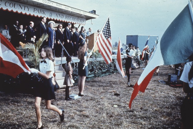 Girl scout presentation of the flags, university groundbreaking