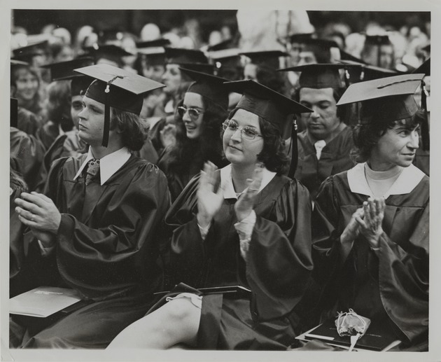 Gisela Casines seated, 1973 Spring Florida International University Commencement Ceremony - 1973_Commencement_0001
