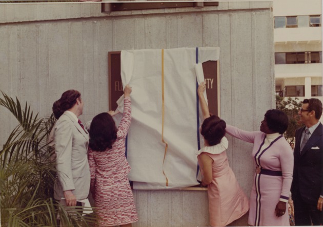 Unveiling of University Goals Plaque, Florida International University opening day ceremony