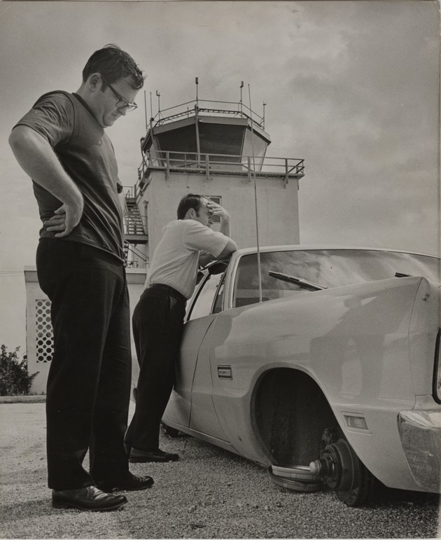 Donald McDowell and Charles Perry on the new campus of Florida International University after a theft in the Tower - Recto