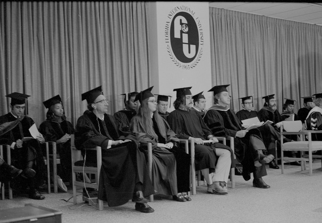 Members of the stage party 1973 Spring Florida International University Commencement