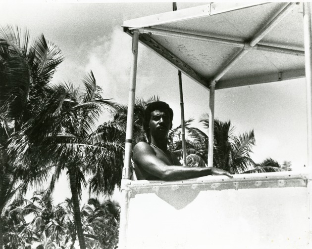 Lifeguard in lifeguard stand
