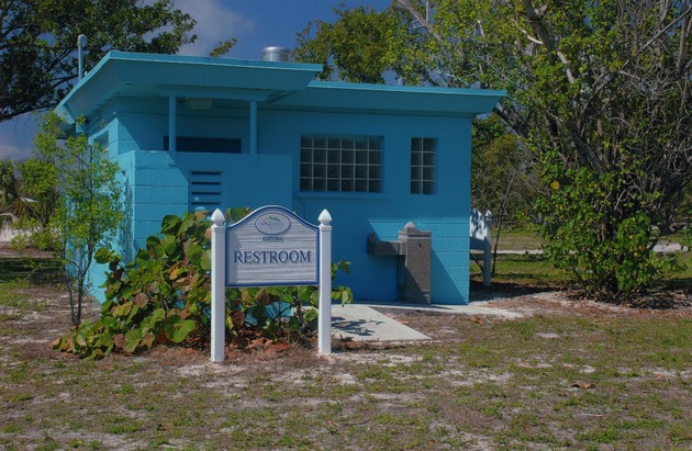 View of repainted restrooms