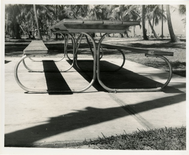 Picnic table from below