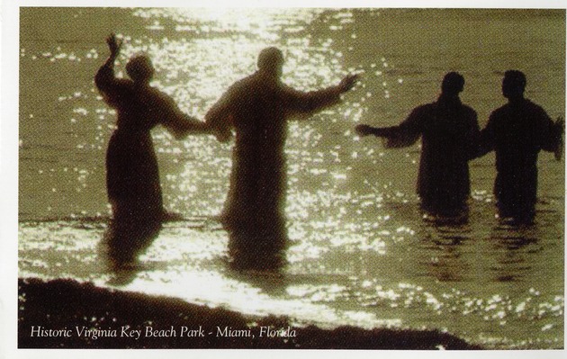 Baptism on beach postcard - 
