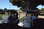 Golf carts in shade