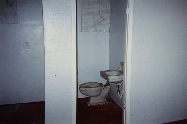 Toilet inside old bathhouse