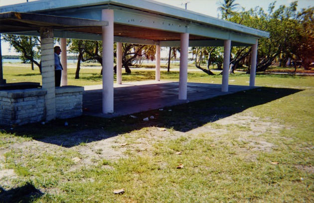 Side view of old picnic shelter