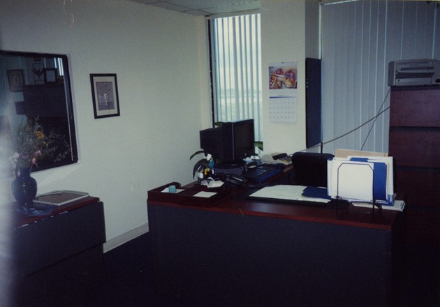 Wide view of office and desk