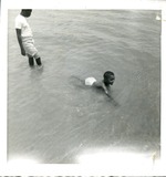 Child swimming in shallow waters