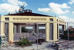 Closeup view of carousel building being renovated