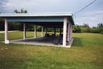 Old picnic shelter with tables