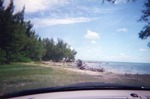View of Virginia Key Beach from inside car