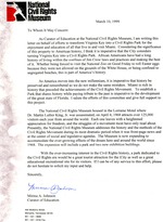 [3/10/1999] Letter to National Civil Rights Museum