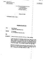 [2003-01-24] A.R. Toussaint and Associates, Inc. Memo to David Shorter