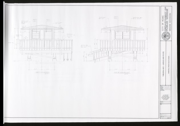 Blueprint for the North and West Elevation Part of the Virginia Key Lifeguard Stand