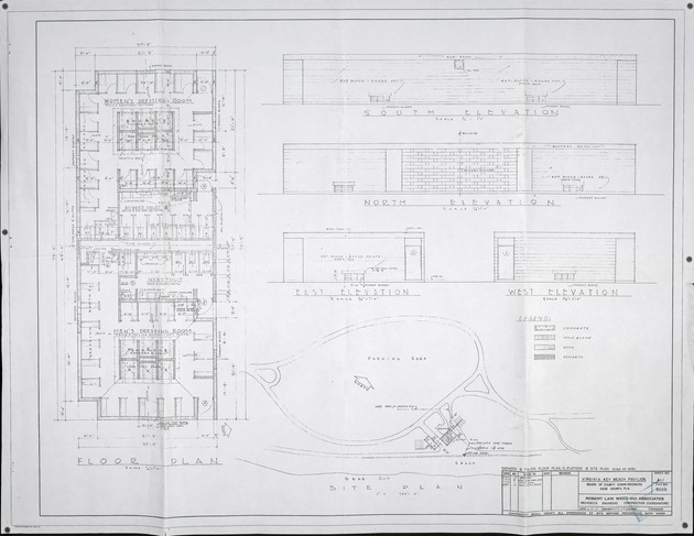 Site Plan for the Showers, Toilets, and Elevation for the Virginia Key Beach Pavilion