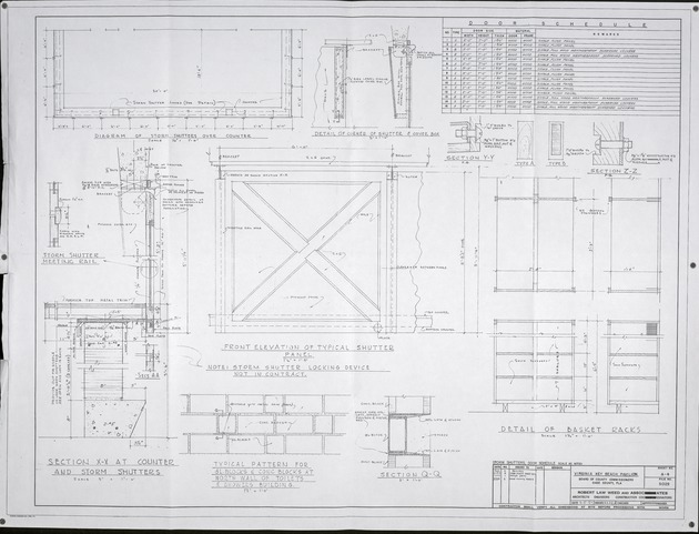 Blueprint for the Virginia Key Beach Pavilion's Storm Shutters and Door