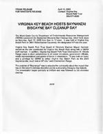 Press Release about Virginia Key Beach's role as a VIP site for the Baynanza Biscayne Bay Cleanup Day