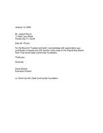 David Shorter email to Joseph Piccini thanking Piccini for Donating Twenty Five Gumbo Limbo Trees to the park.