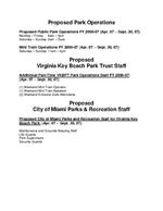 Proposed Park Operations for Virginia Key Beach Park's 2006-2007 Fiscal Year